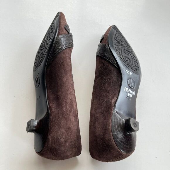 COLE HAAN POINTY TOE LOW‎ HEEL FRINGE BUCKLE BROWN - Picture 5 of 5